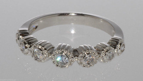 Sterling Silver 7 Stone Cubic Zirconia Band Cocktail Ring AAA Grade Clear CZ - Jewelryland.com