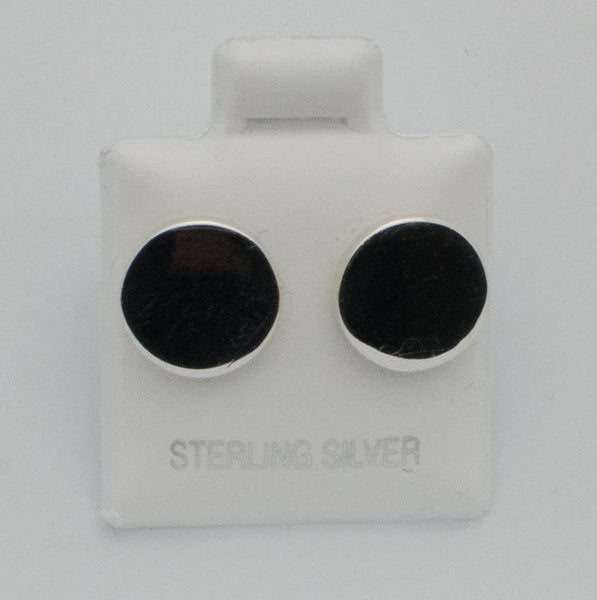Flat Circle Stud Earrings .925 Sterling Silver HIGH Polish NOT BLACK 11mm Large - Jewelryland.com