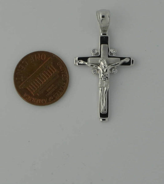 Cross Charm Religious Pendant Jesus Crucifix Sterling Silver 35mmx21mm - Jewelryland.com