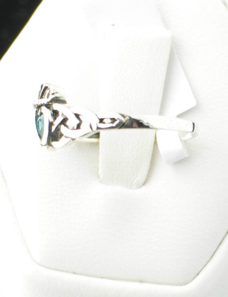 Sterling Silver Aqua CZ Claddagh Irish Celtic Ring Sizes: 3 4 5 6 7 8 9 - Jewelryland.com
