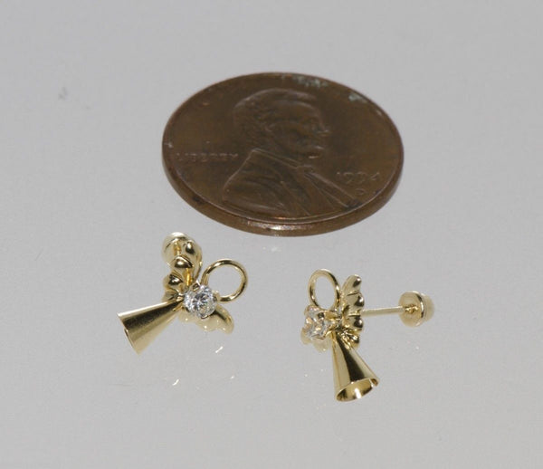 Angel Stud Earrings 10k Yellow Gold - Screw Backs - Jewelryland.com