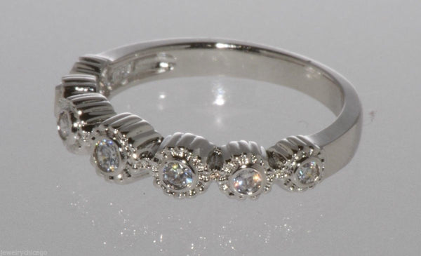 Sterling Silver 7 Stone Cubic Zirconia Band Cocktail Ring AAA Grade Clear CZ - Jewelryland.com