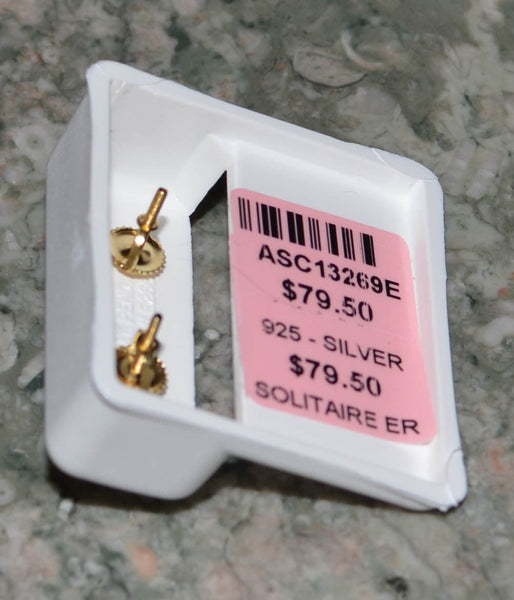 Sterling Silver Gold Plated 7mm Round Clear CZ BASKET Screw back Earrings - Jewelryland.com