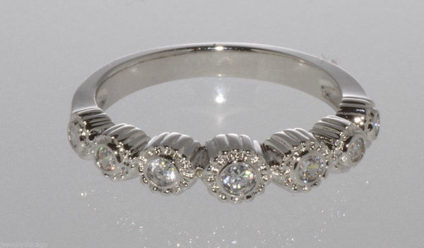 Sterling Silver 7 Stone Cubic Zirconia Band Cocktail Ring AAA Grade Clear CZ - Jewelryland.com