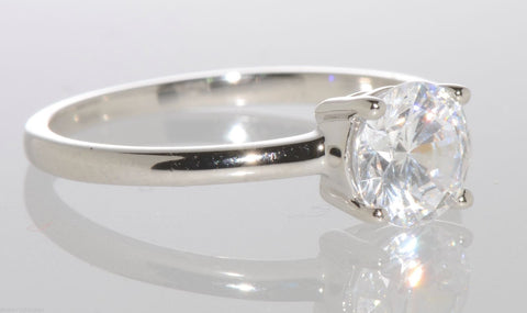 Sterling Silver Engagement Ring 7mm Solitaire Round CZ Wedding - Jewelryland.com