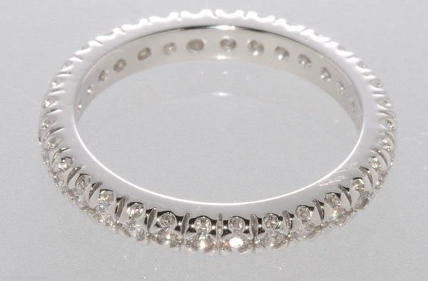 Ladies Eternity Band Sterling Silver Ring 3mm Cubic Zirconia Clear CZ Stones - Jewelryland.com
