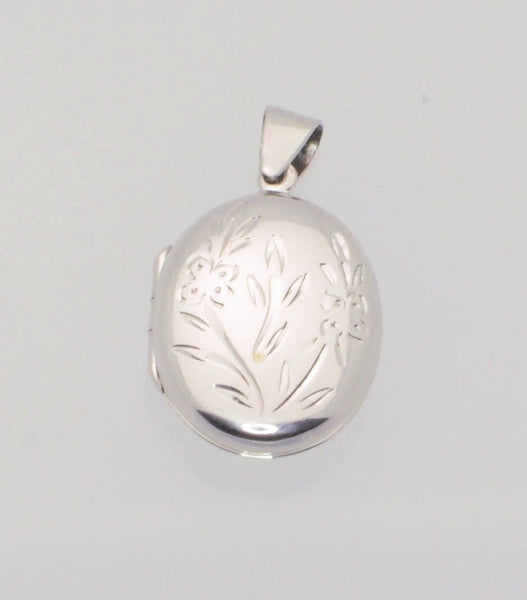 Locket Pendant Flower Picture Holder .925 Sterling Silver 30mm - Jewelryland.com