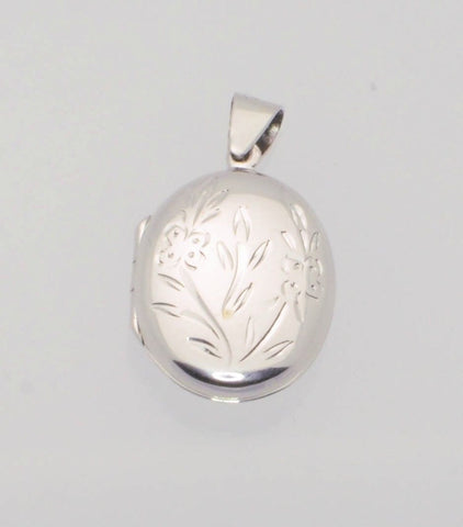 Locket Pendant Flower Picture Holder .925 Sterling Silver 30mm - Jewelryland.com