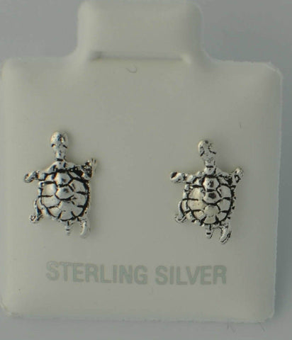 Turtle Stud Earrings Petite 925 Sterling Silver 9mm - Jewelryland.com