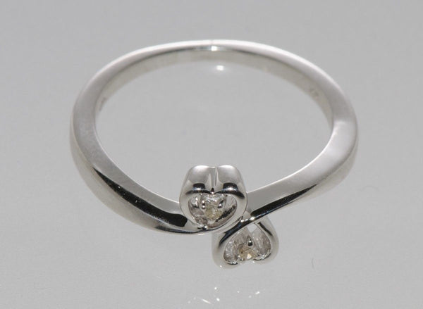 925 Sterling Silver Double Heart Diamond Ring - .02 TCW, Size 7 - Jewelryland.com