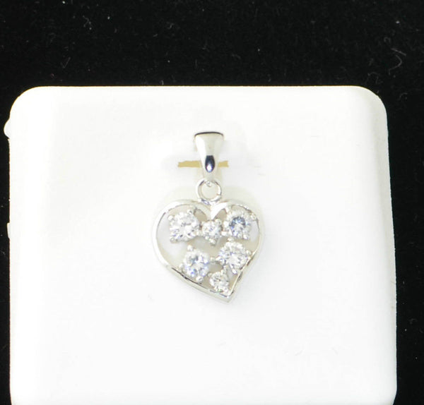 Cubic Zirconia Heart Pendant .925 Sterling Silver CZ Cluster 16mm x 12mm - Jewelryland.com