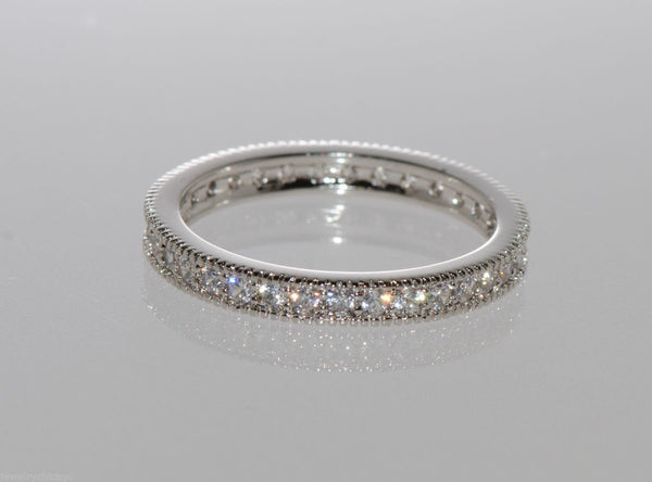 Sterling Silver 3mm Brilliant Cubic Zirconia Band CZ Ring with Rhodium - Jewelryland.com