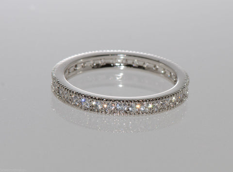 Sterling Silver 3mm Brilliant Cubic Zirconia Band CZ Ring with Rhodium - Jewelryland.com