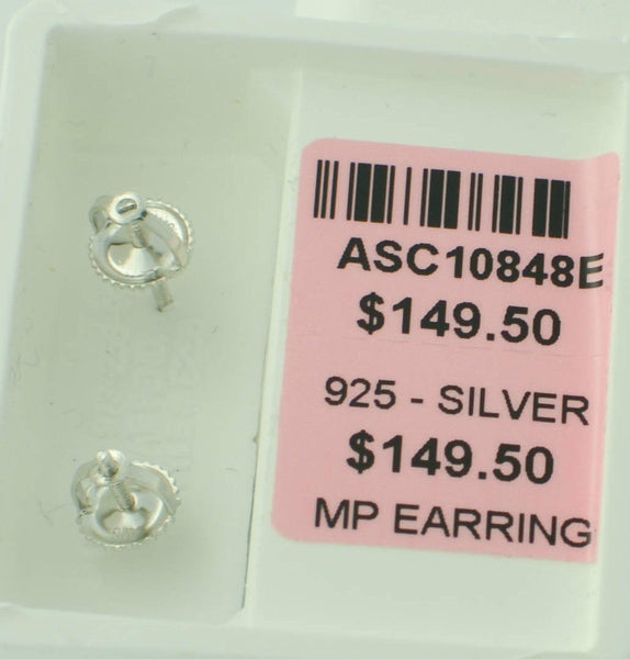 Screw Back Stud Earrings Sterling Silver Clear Micro Pave CZ ASC Brand - Jewelryland.com