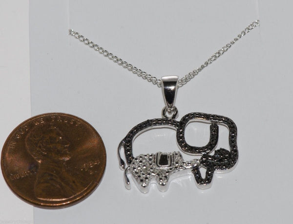 925 Sterling Silver Diamond Pig Pendant Necklace .05ct, 18" chain - Jewelryland.com
