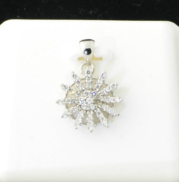 Starburst with CZ Cubic Zirconia Pendant .925 Sterling Silver 19mm x 15mm - Jewelryland.com