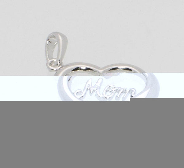 .925 Sterling Silver Mom Heart Pendant 17mm x 17mm - Jewelryland.com