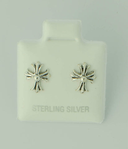 Small Cross Stud Earrings - Petite Sterling Silver 8mm - Jewelryland.com