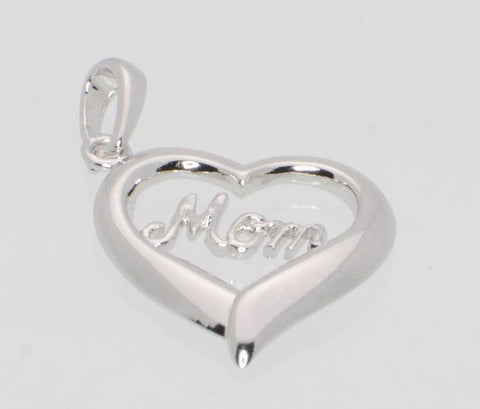 .925 Sterling Silver Mom Heart Pendant 17mm x 17mm - Jewelryland.com