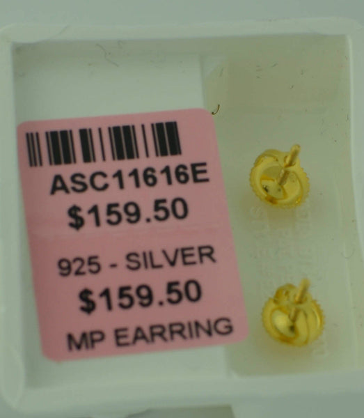 Sterling Silver Yellow Cubic Zirconia Square Stud Earrings Screw Back ASC - Jewelryland.com