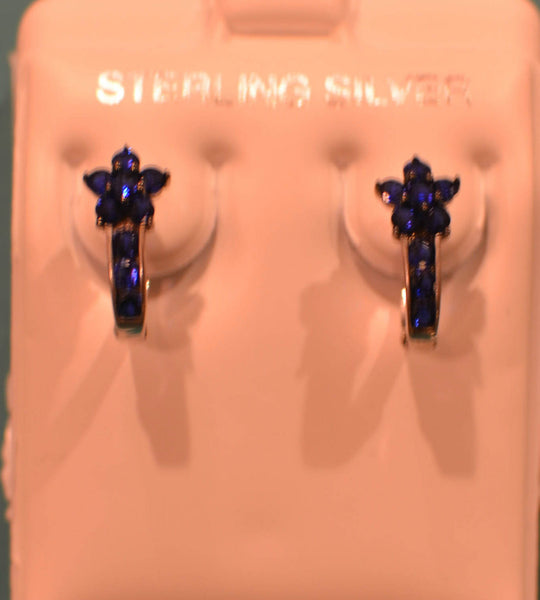 Leverback CZ Earrings Flower Sterling Silver - Many Colors Available - Jewelryland.com