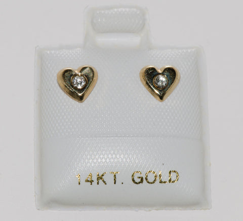 6mm Heart Stud Earrings Clear CZ 14k Yellow Gold Screw Backs Cubic Zirconia - Jewelryland.com