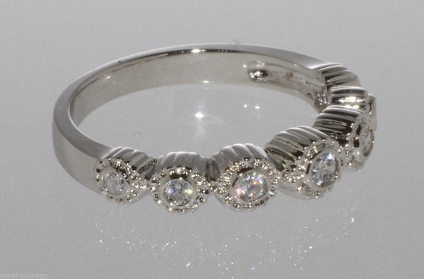 Sterling Silver 7 Stone Cubic Zirconia Band Cocktail Ring AAA Grade Clear CZ - Jewelryland.com