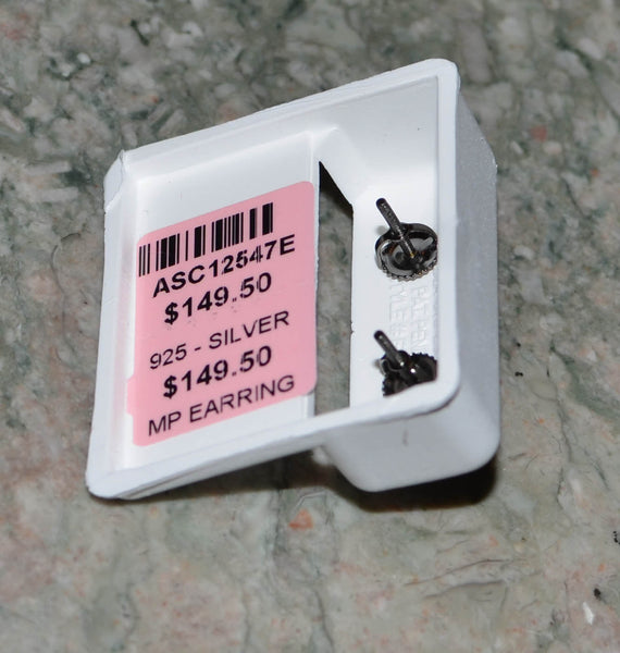 Sterling Silver Micropave Stud Earrings Round Black and Yellow Cubic Zirconia - Jewelryland.com