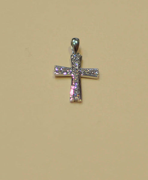 925 Sterling Silver Cross Pendant with Micropave CZ Cubic Zirconia 25mm - Jewelryland.com