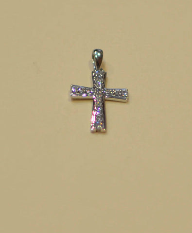 925 Sterling Silver Cross Pendant with Micropave CZ Cubic Zirconia 25mm - Jewelryland.com