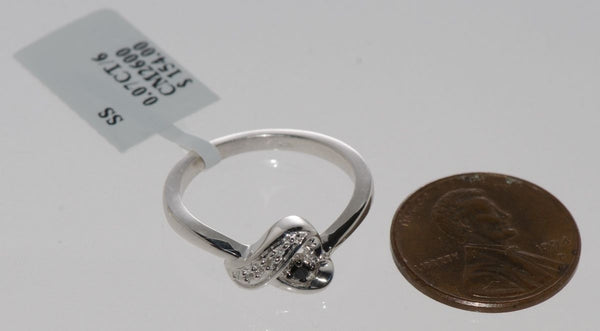925 Sterling Silver Black and White Diamond Heart Ring - .07ct, Size 7 - Jewelryland.com
