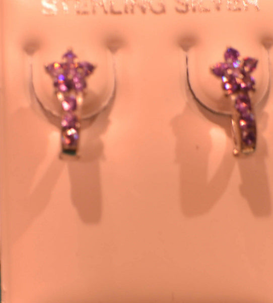 Leverback CZ Earrings Flower Sterling Silver - Many Colors Available - Jewelryland.com