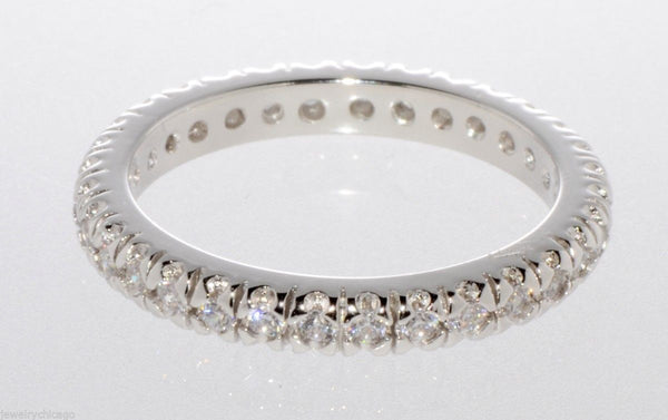 Ladies Eternity Band Sterling Silver Ring 3mm Cubic Zirconia Clear CZ Stones - Jewelryland.com