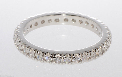 Ladies Eternity Band Sterling Silver Ring 3mm Cubic Zirconia Clear CZ Stones - Jewelryland.com
