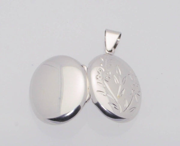 Locket Pendant Flower Picture Holder .925 Sterling Silver 30mm - Jewelryland.com