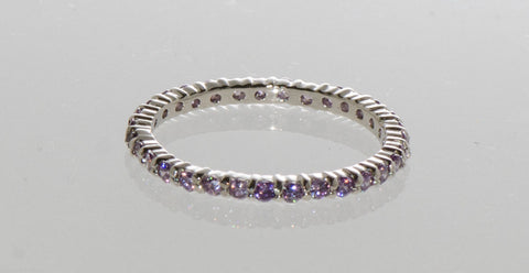 Sterling Silver Amethyst CZ Cubic Zirconia Stackable Band Ring sz 4 5 6 7 8 9 10 - Jewelryland.com