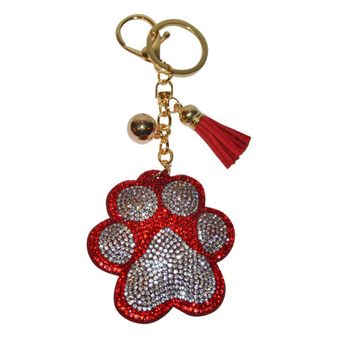 Paw Print Keychain for Women Dog Purse Charm Backpack Charm - Red - Jewelryland.com
